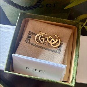 Gucci Gold Double G Logo Hoop Earrings